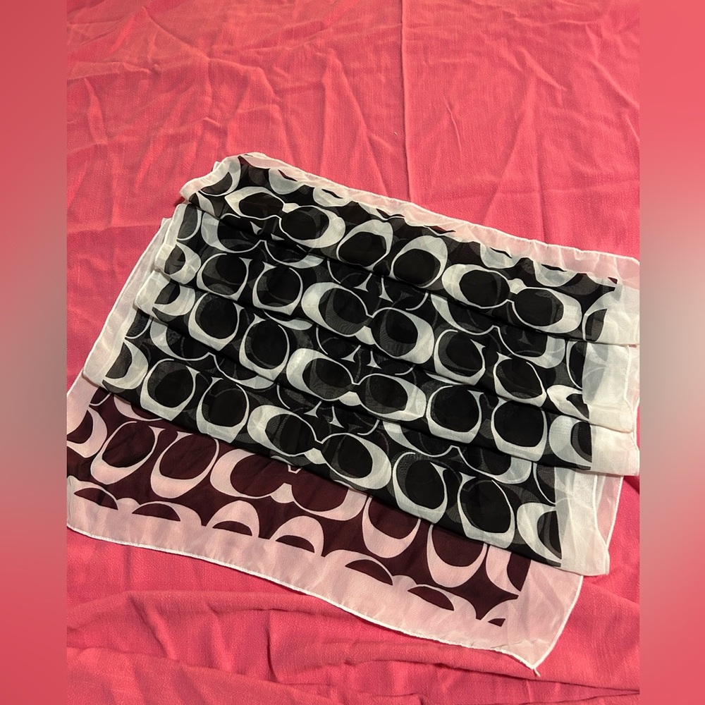 Coach Signature Print Silk Scarf - Picture 3 of 4